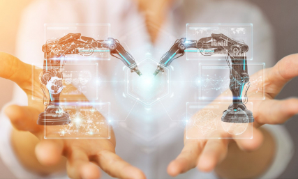 hands holding machines (abstract)